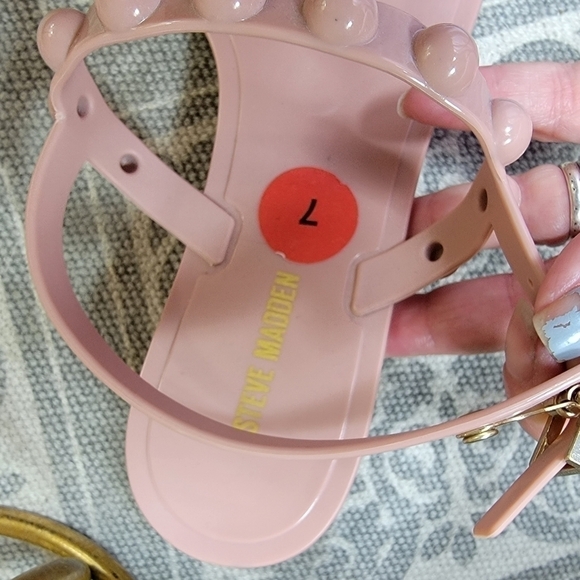 Steve Madden Lolie PC Stud Strap Sandals Pink Size 7 - Picture 5 of 16